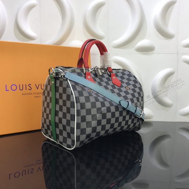 LV包包 N40236 Speedy Bandoulière30手袋 lv棋盤格手提袋 LV肩背小號旅行袋  ydh3559